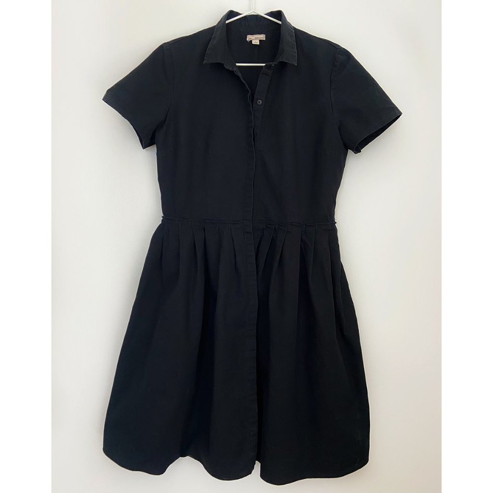 Fit & Flare Button Down Black Dress